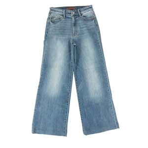 Judy Blue Wide Leg Jeans Womens Size 3/26 Blue High Rise Distressed Denim